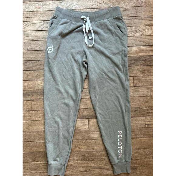 Peloton Jogger Sweatpants Women Medium Green Gray Drawstring Athletic Minimalist - Picture 1 of 7
